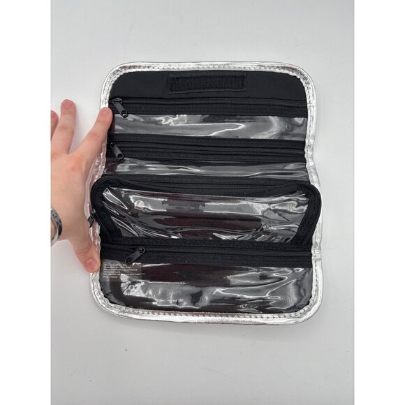 Silver Foldable Travel Jewelry Organizer With Embellished Button Closure - Picture 10 of 10